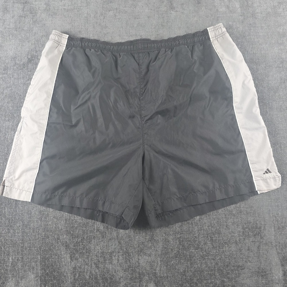 Vtg Y2K Adidas Shorts Mens XXL Black Gray Lined Drawstring Pockets 6" Inseam 2XL